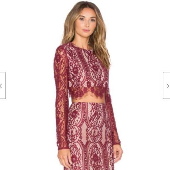 Stylestalker Lace Vivid Crop Top in Rouge Size S - Picture 2 of 7